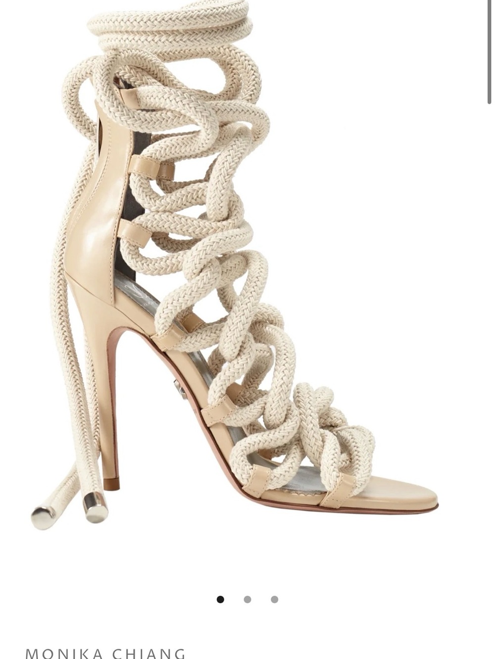 Monika Chiang Cream Rope Lace-Up Stiletto Sandals - Picture 8 of 9